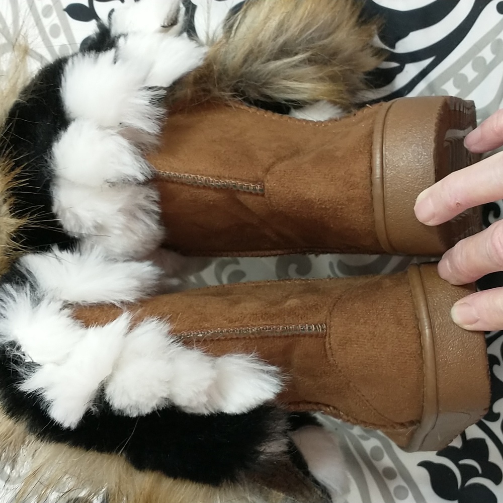 Ladies rabbit fur faux fur inside suede boots SZ 39 (8) - Picture 6 of 9